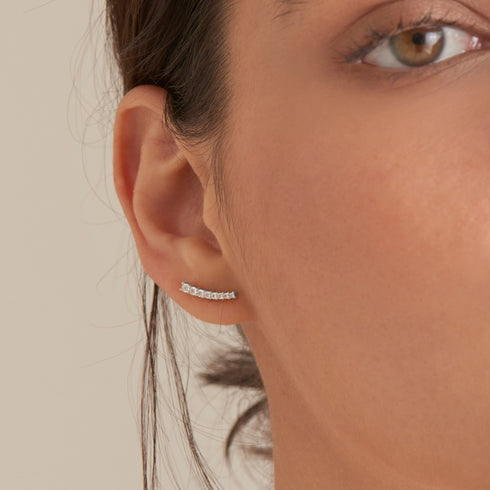 Silver Glam Crawler Stud Earrings